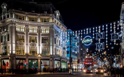 Gira de las luces navideñas de Londres por la noche