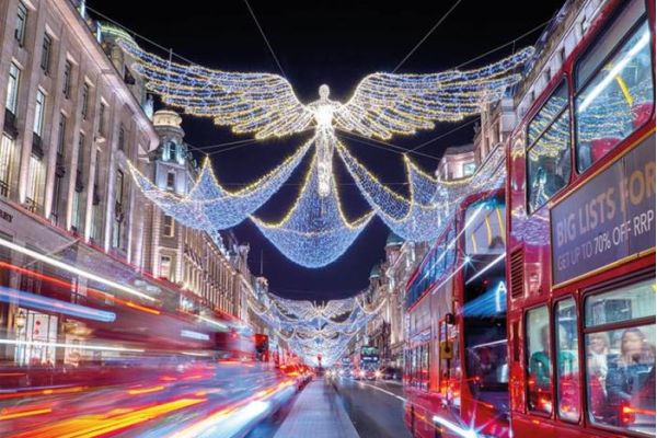 Paseo nocturno de las luces de Navidad en Londres